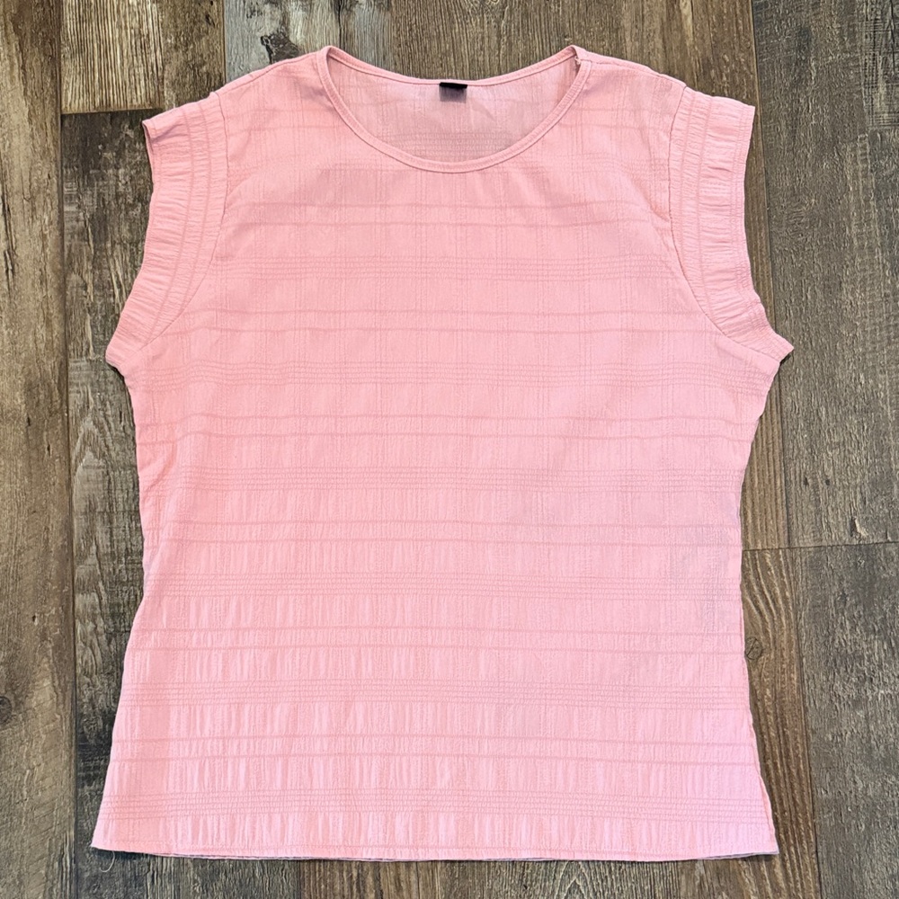 Emery Rose Textured Short Sleeve Pink Blouse Size Large